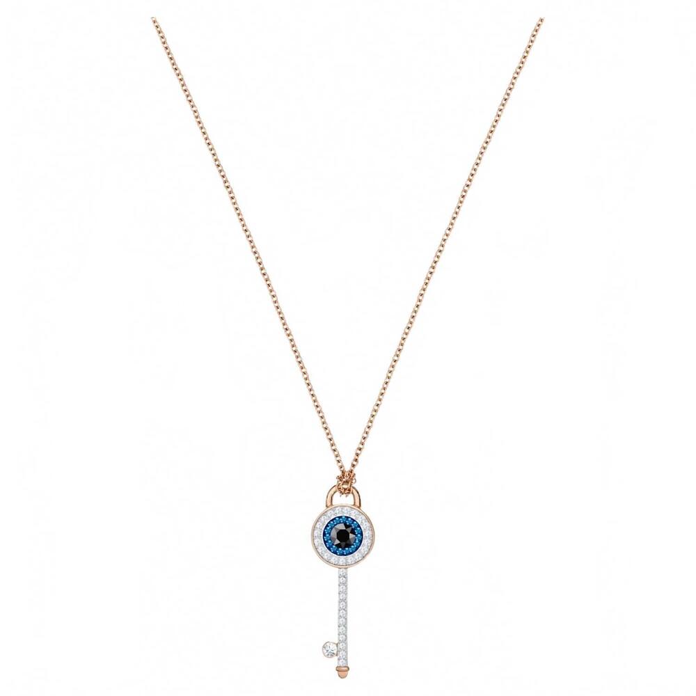 NEW SWAROVSKI women's key pendant necklace in blue crystal